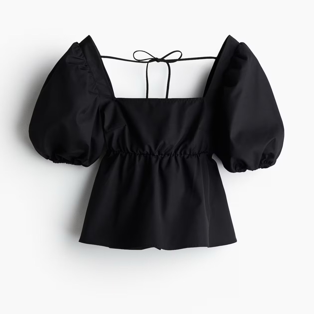 Elegant Black Puff Sleeve Top